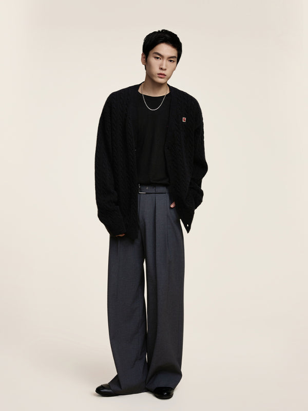 Wide-brimmed Belt Trousers