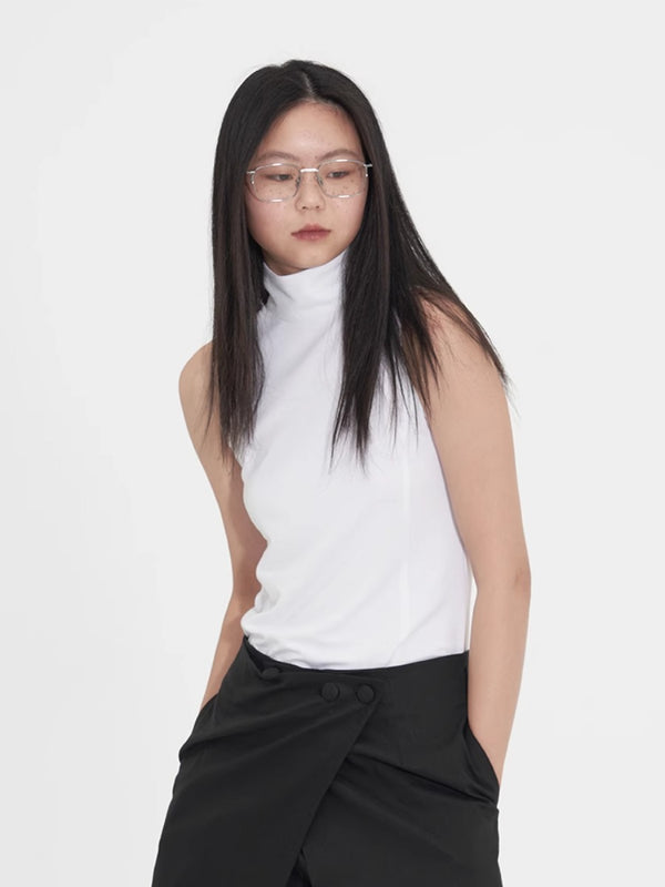 Semi-turtleneck Sleeveless Vest