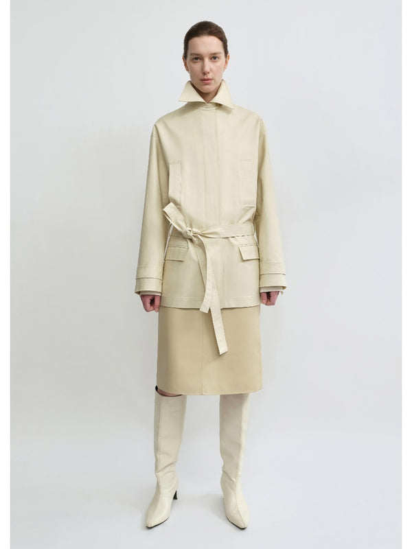 Waxy Belted Lapel Trench Coat