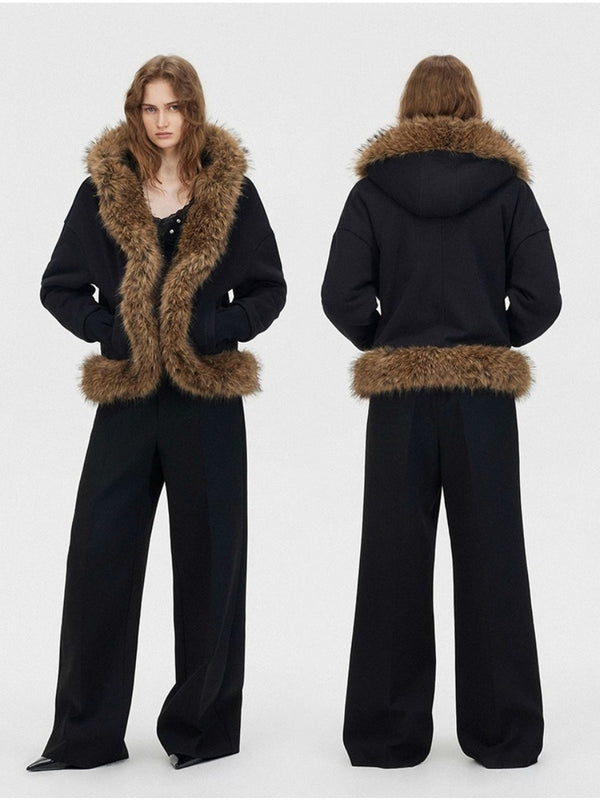 Hooded Cotton-padded Jacket with Fur Collar「NEW」