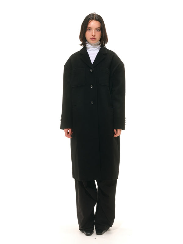 100% Straight Wool Coat with Drop Shoulders「NEW」