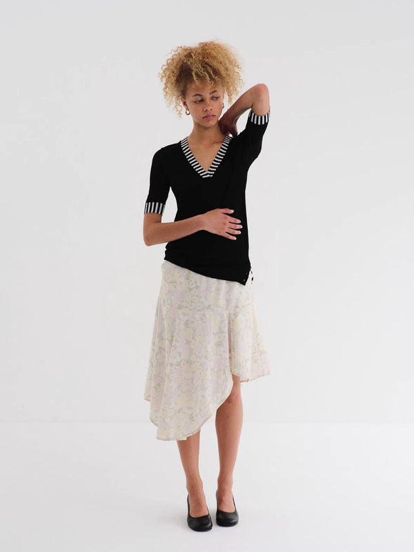 Light Pink Botanical Print Irregular Hem Skirt