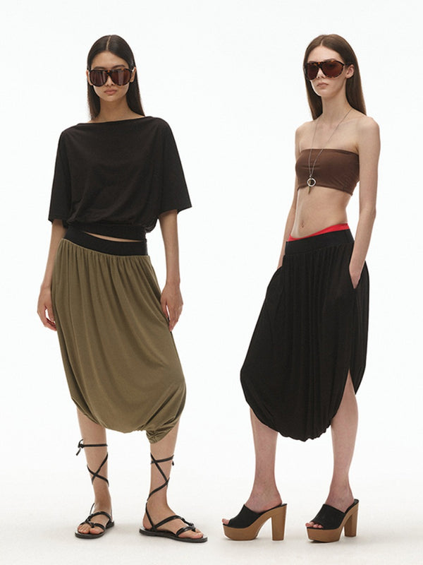 Pleated Saggy Crotch Culottes