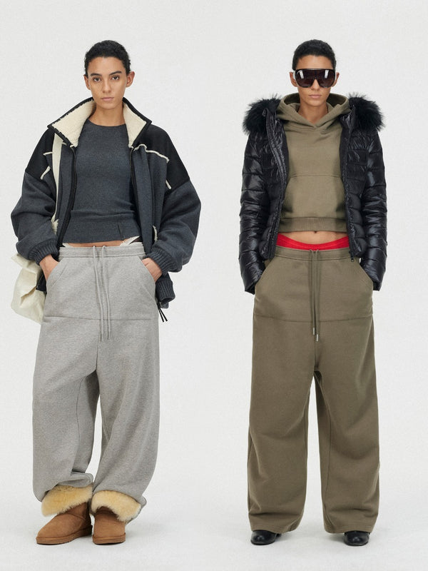Loose Straight-leg Fleece-lined Sweatpants「NEW」