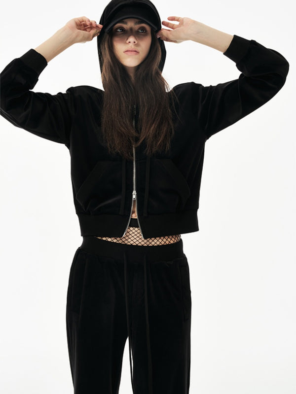 Velvet Turtleback Shoulder-padded Sweatshirt