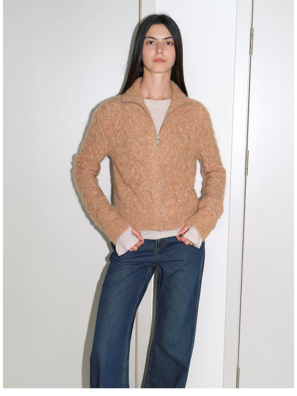 Basic Mohair Wool-blend Knitted Cardigan