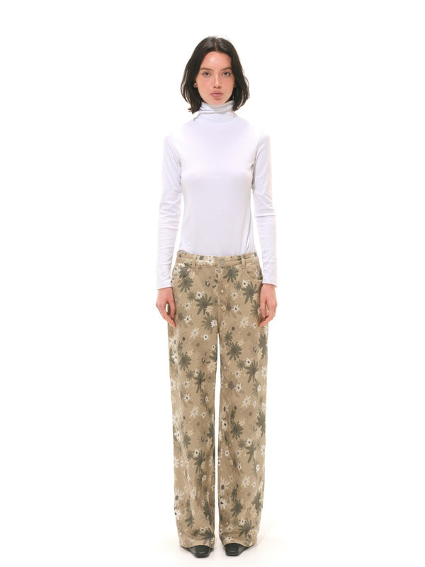 Floral Print Straight Leg Jeans「NEW」