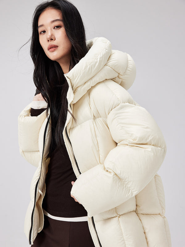 Contrasting Color Zipper Down Jacket