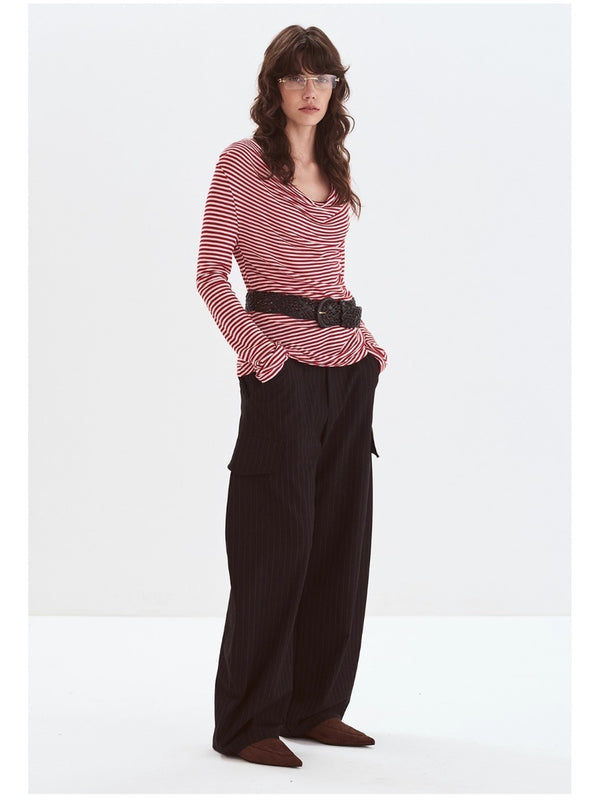 Blue Dark Striped Pants