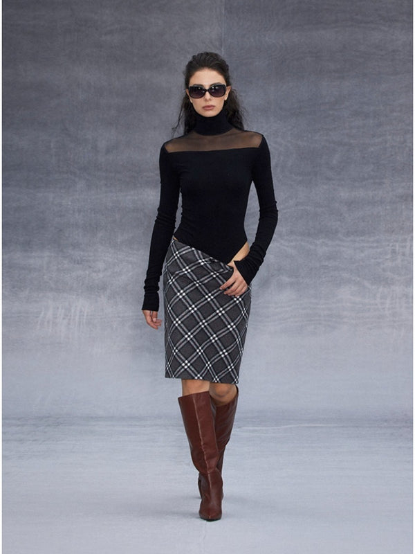 Turtleneck Mesh Knit Bodysuit「NEW」