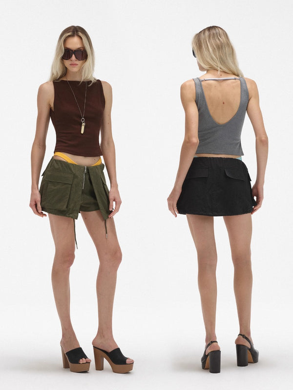 Backless One-word Neck Sleeveless Vest