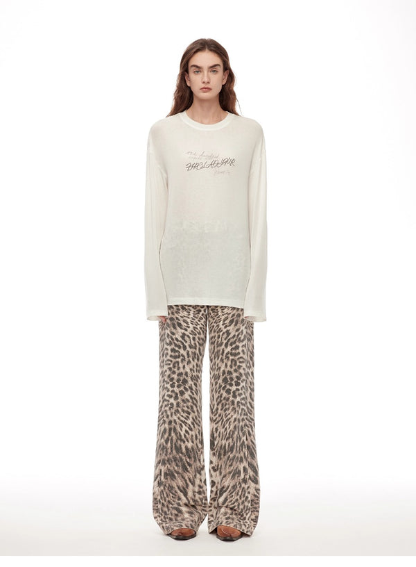 Printed Crew Neck Loose Long-sleeve T-Shirt