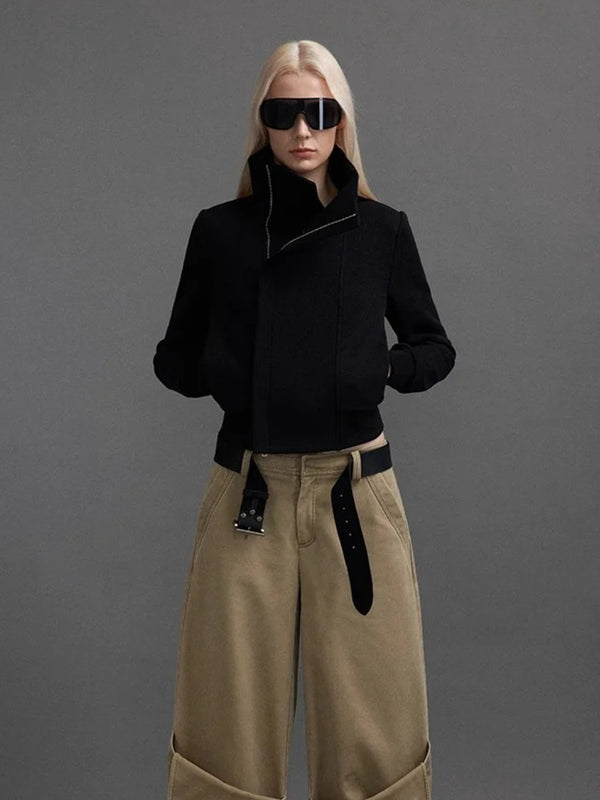 Stand-up Collar Zip-up Jacket
