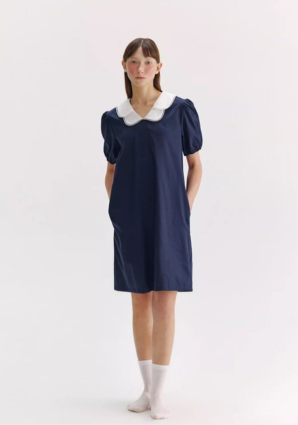 Navy Baby-collar Nightdress