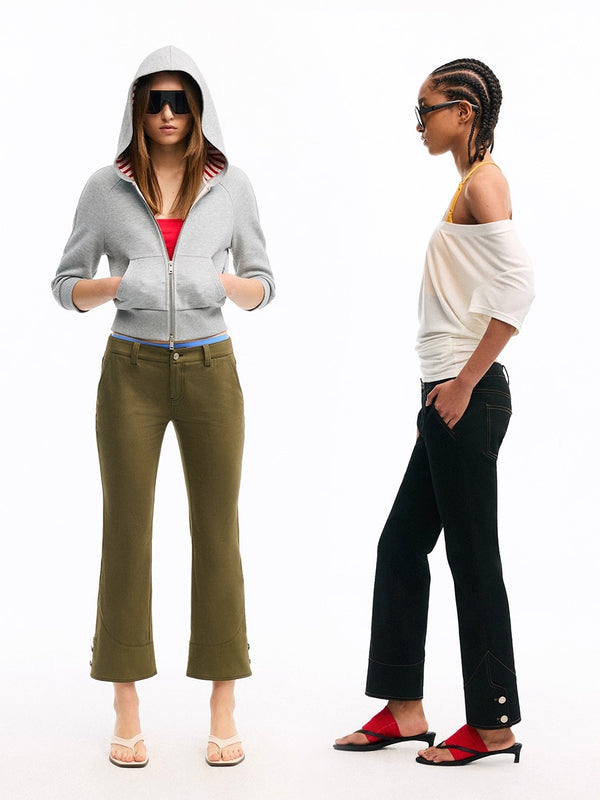 Wide-hem Flared Cropped Trousers