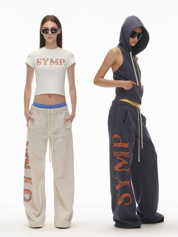 Old-fashioned Printed Wide-leg Sweatpants