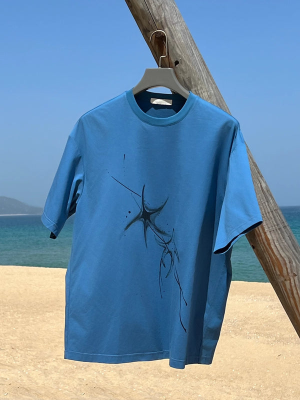 Vintage Hand-painted Starfish Print T-shirt