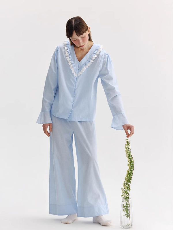 Blue Cotton Loungewear Set