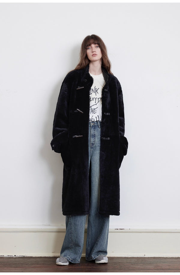 Stand-up Collar Mid-length Fur Coat