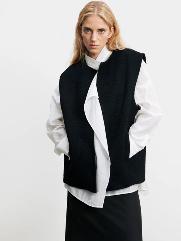 Crew Neck Wool Vest Jacket