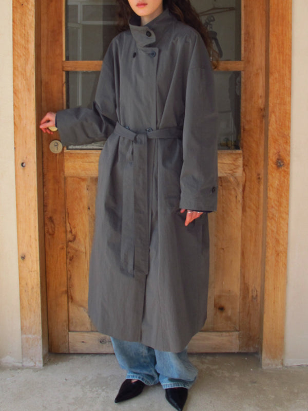 Charcoal Belted Longline Trench Coat