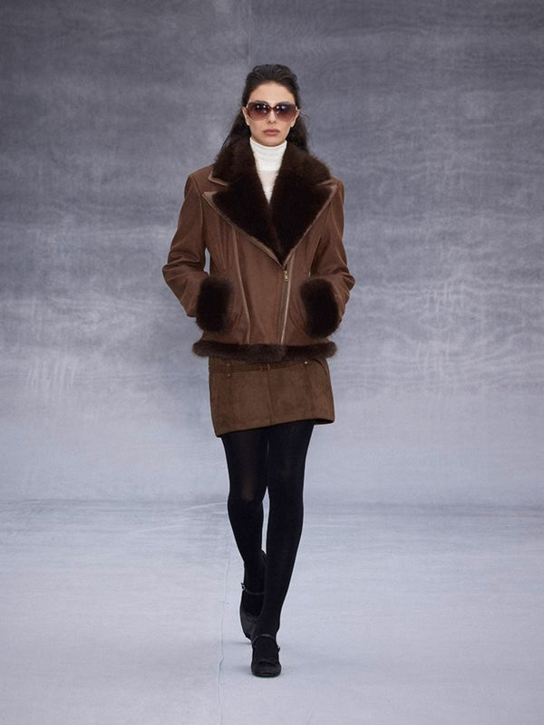 Studded Low-rise Suede Mini Skirt「NEW」