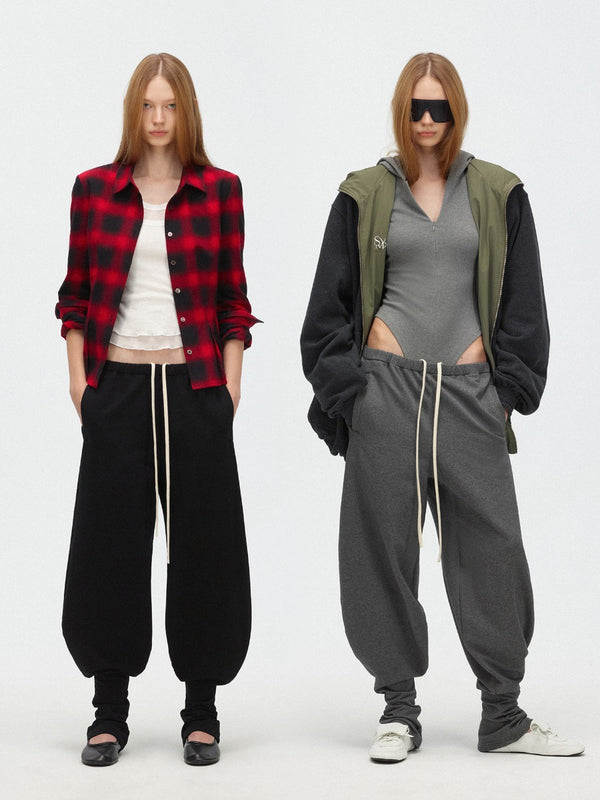 Balloon Leg Drawstring Cuffed Sweatpants