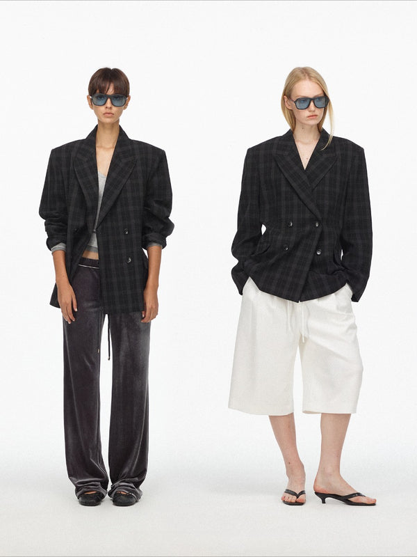 Retro Classic Plaid Silhouette Blazer