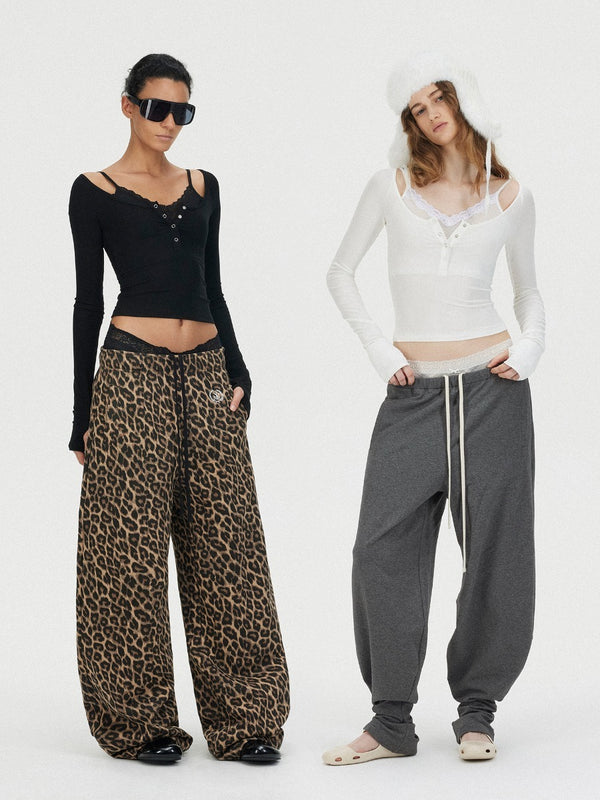 Lace Layered U Neck Henley Knitwear