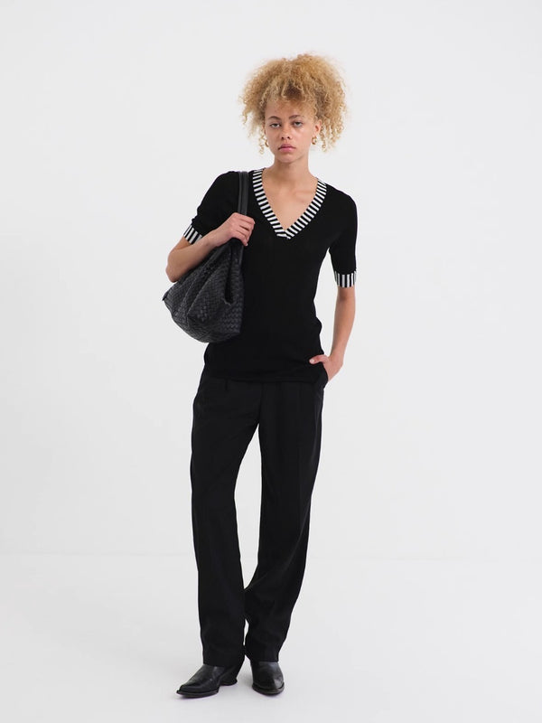 Black Tapered Suit Pants