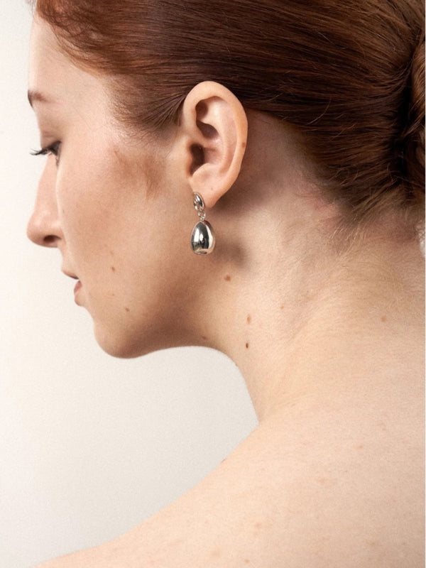 Silver Water Drop Stud Earrings