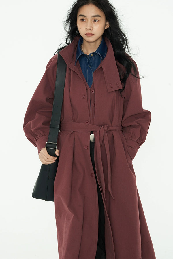 Pleated Turtleneck Casual Coat