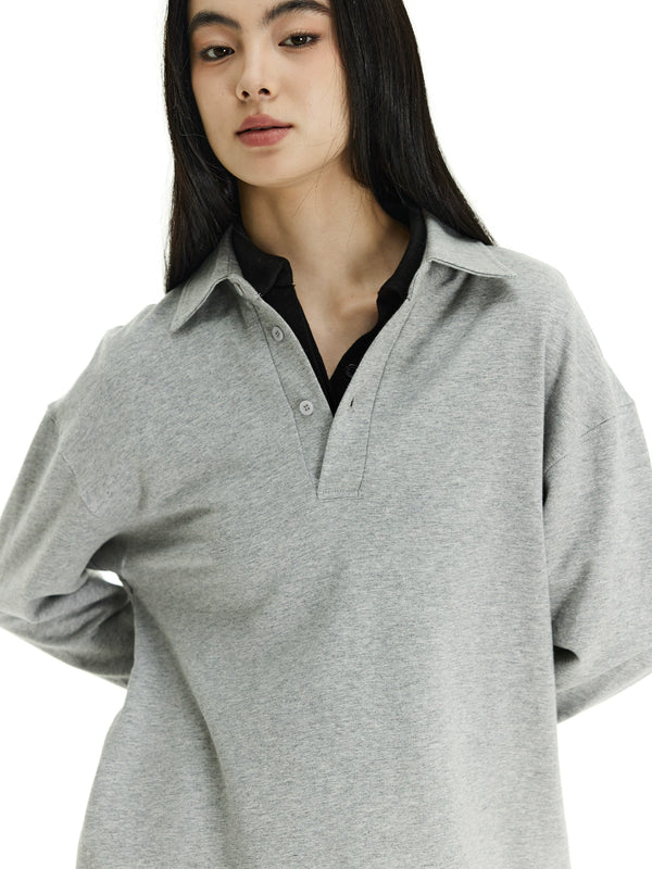 Collar Loose Casual Long-sleeved POLO Shirt