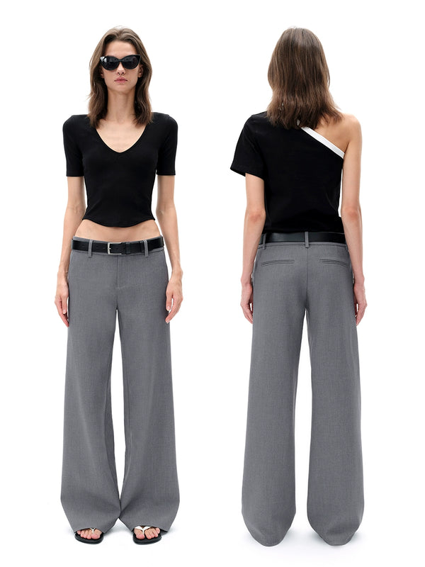 Low-rise Straight-leg Suit Pants