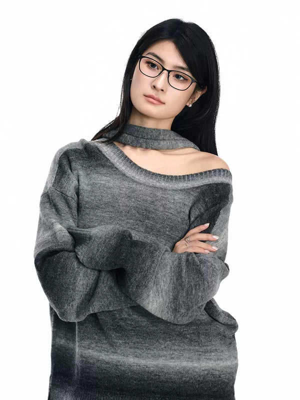 Gradual Change Grey Crew Neck Sweater