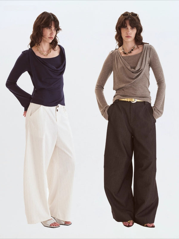 Fake Two-piece Ribbon Knit Top「NEW」