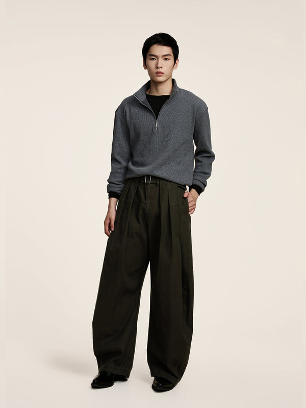 Pleated Belt Scimitar Pants