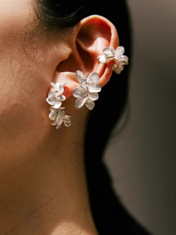 Handmade 925 Sterling Silver Branches and Leaves Choroid Ear Cuff