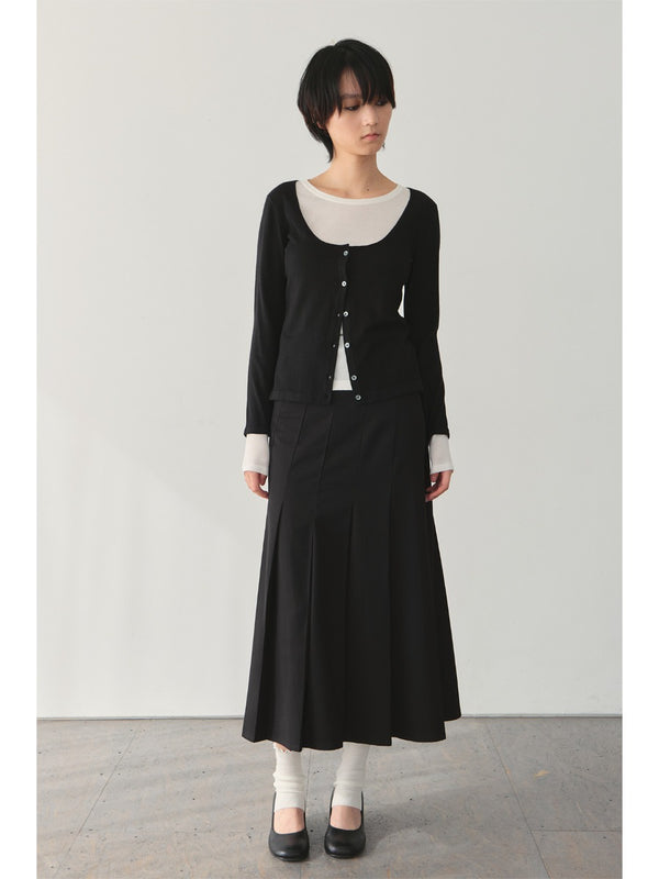 Asymmetrical Wool Pleated Midi Skirt「NEW」