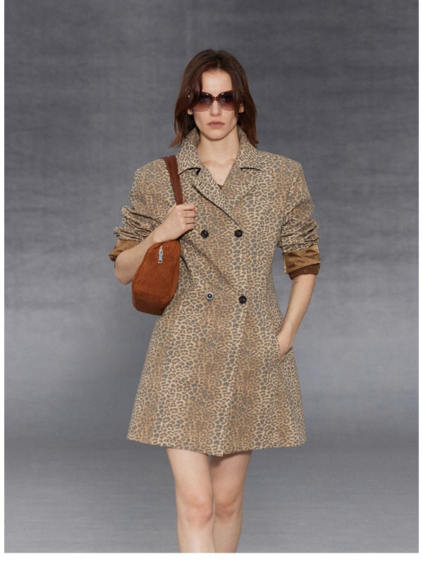 Vintage Leopard Print Trench Coat