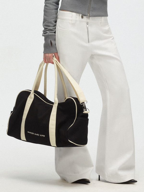 Contrasting Color Canvas Bowling Bag