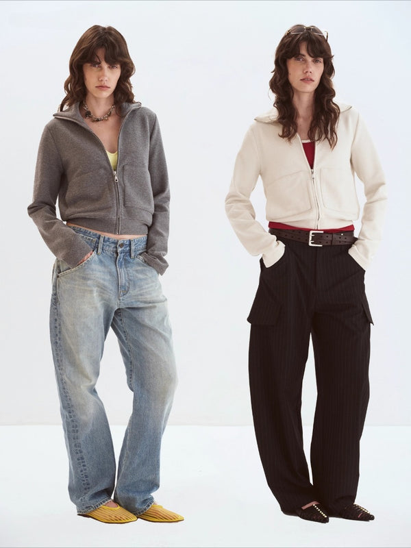 Textured Crinkled Stand Collar Hoodie Jacket「NEW」