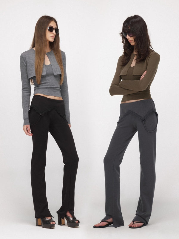 Lace-trimmed Flared Pants