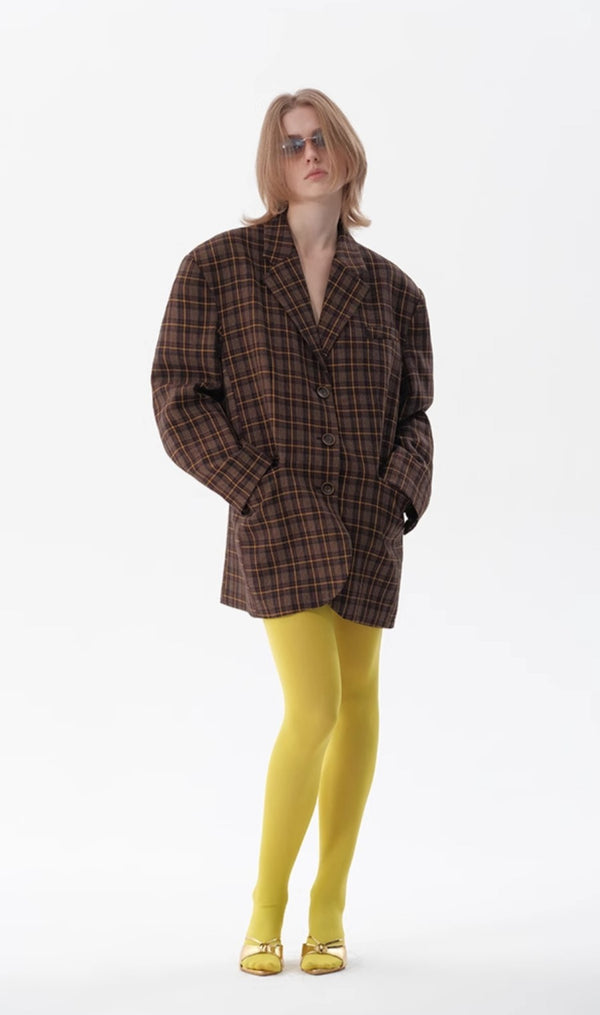 Yellow Plaid Wool Blazer