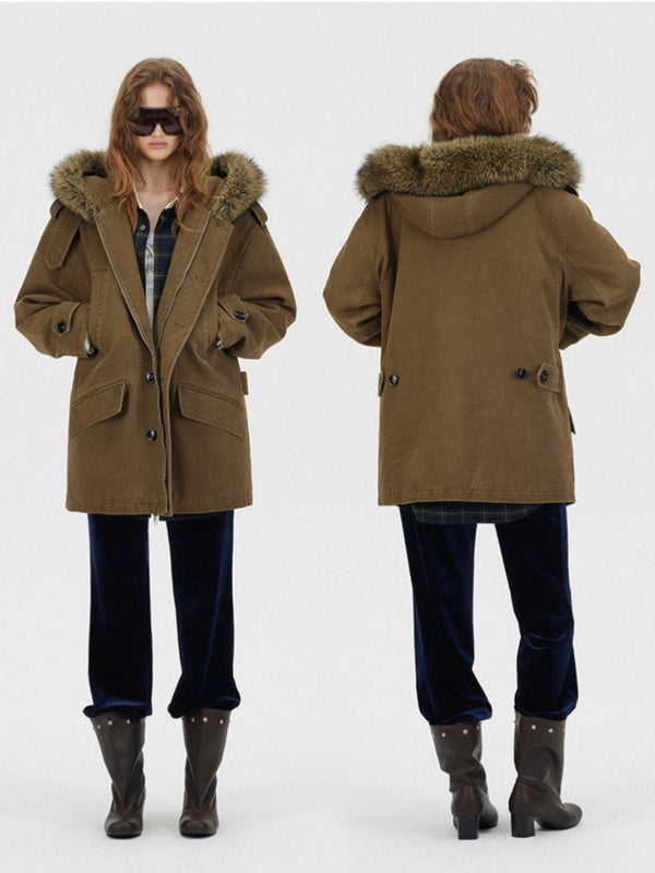 Fur Collar Hooded Parka Coat「NEW」