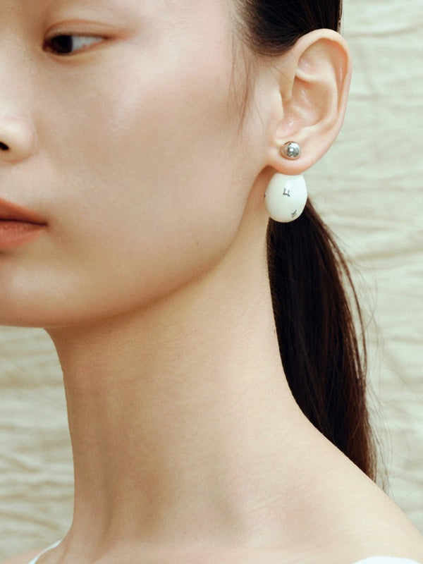 Milk White Enamel Water Drop Earrings