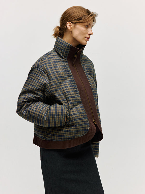 Plaid Silhouette Puffer Jacket