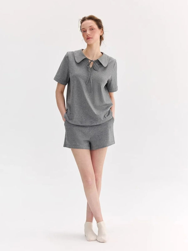 Grey Short-sleeved Loungewear Set