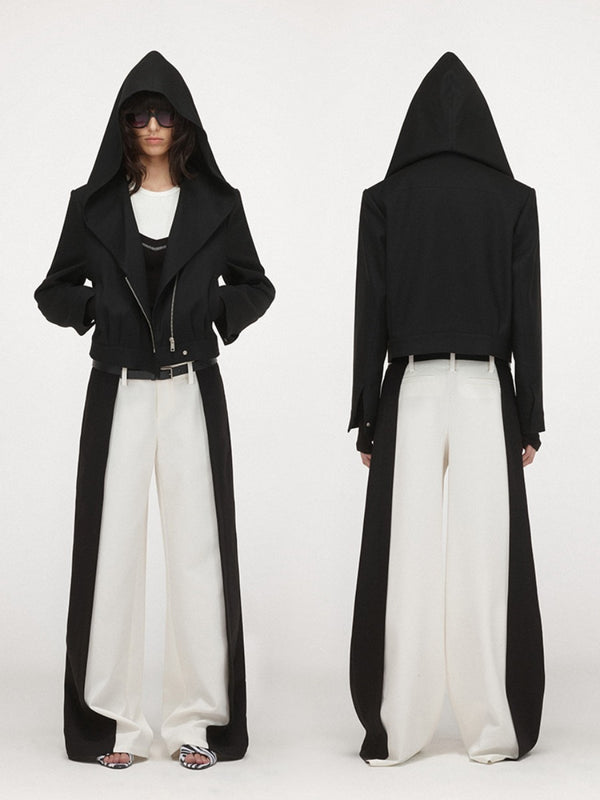 Hooded Zip-up Suit Jacket
