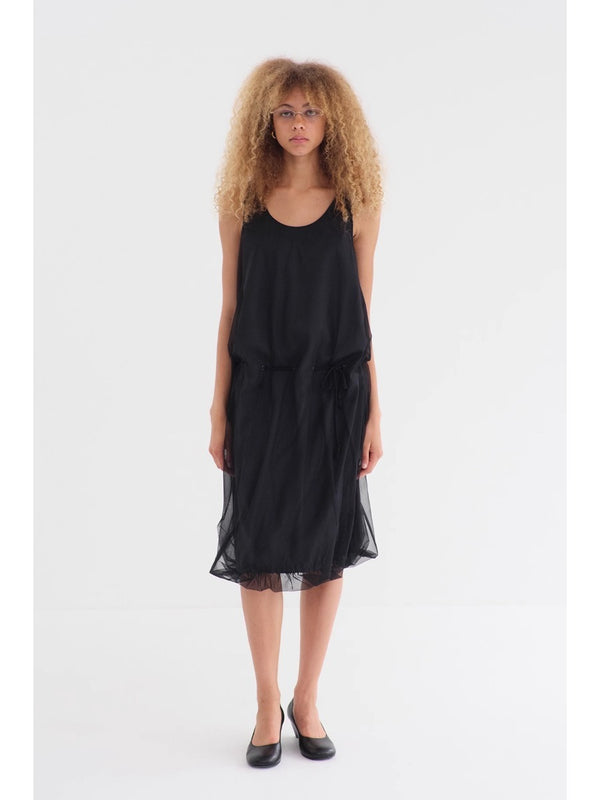 Double-layer Mesh Crew Neck Dress